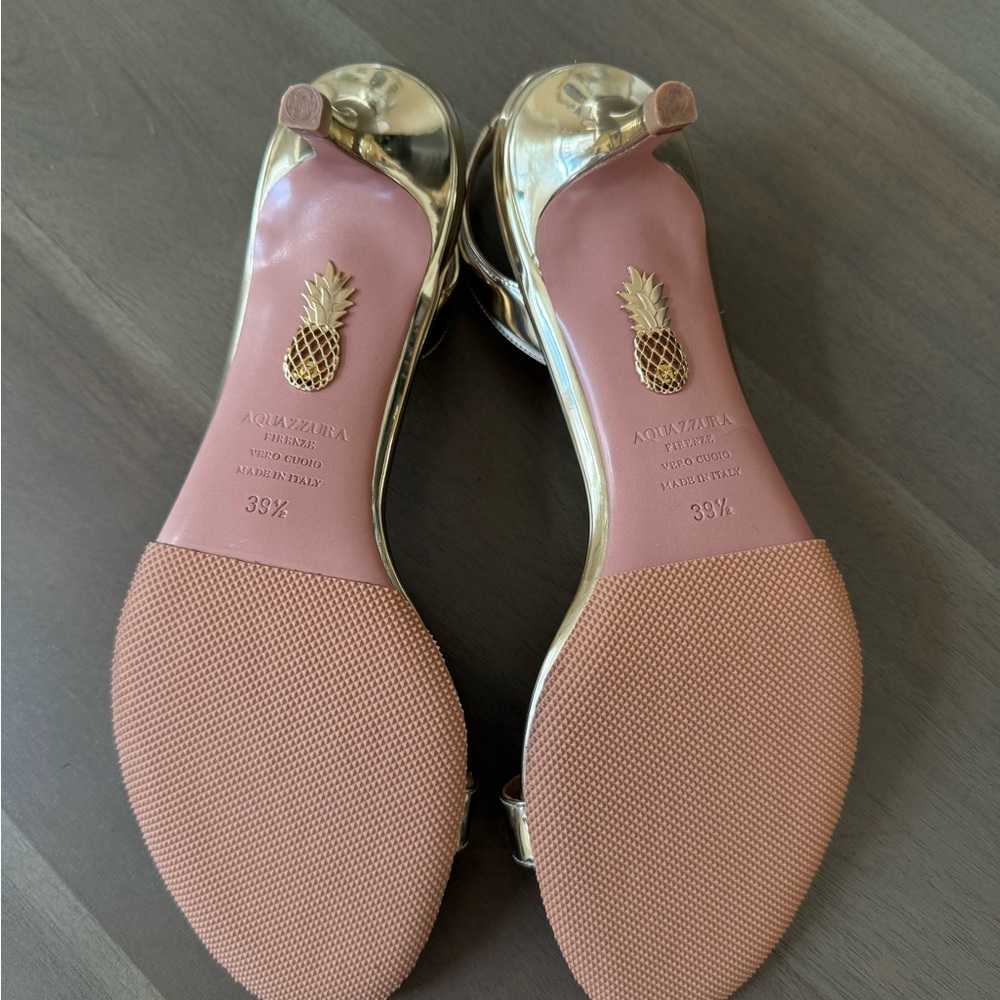 Aquazzura So Nude 50MM Gold Slingback Sandals - Picture 9 of 9